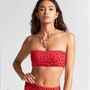 NWT Billabong x Jules Rio Red Rain Bandeau Bikini Top XL